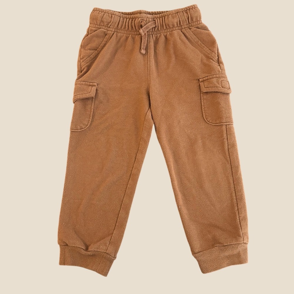 Okie Dokie Toddler Boys Brown Cargo Jogger Pants Fleece Size 2T 1543